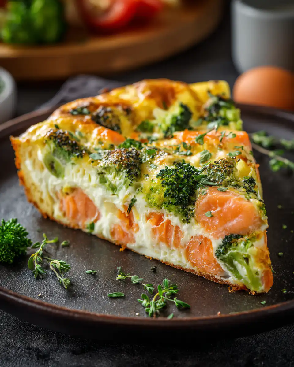 Broccoli, Salmon and Cottage Cheese Frittata