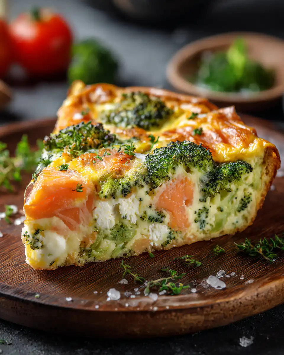 Broccoli, Salmon and Cottage Cheese Frittata