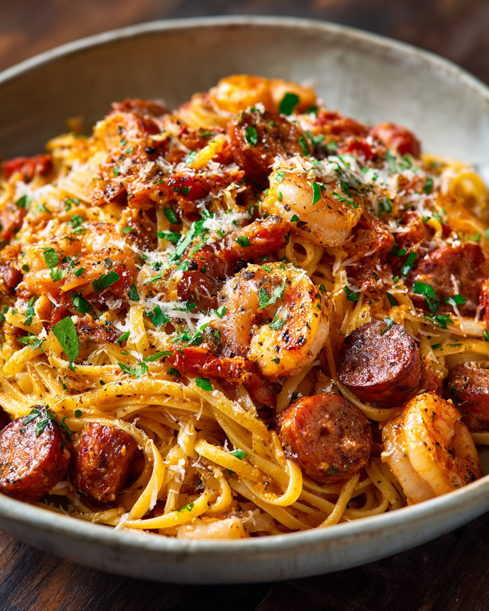 Cajun Shrimp Pasta with Sausage