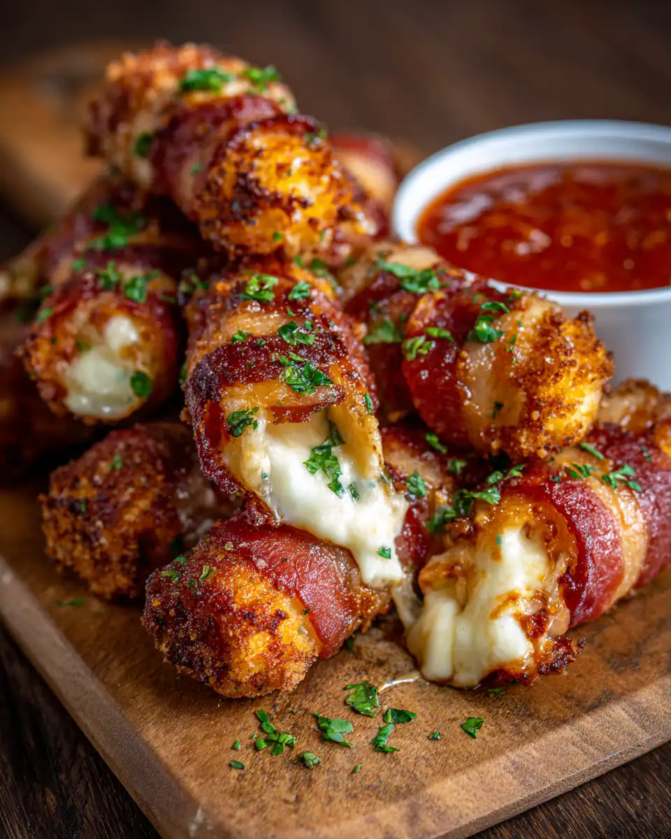 Cheesy Bacon-Wrapped Mozzarella Sticks