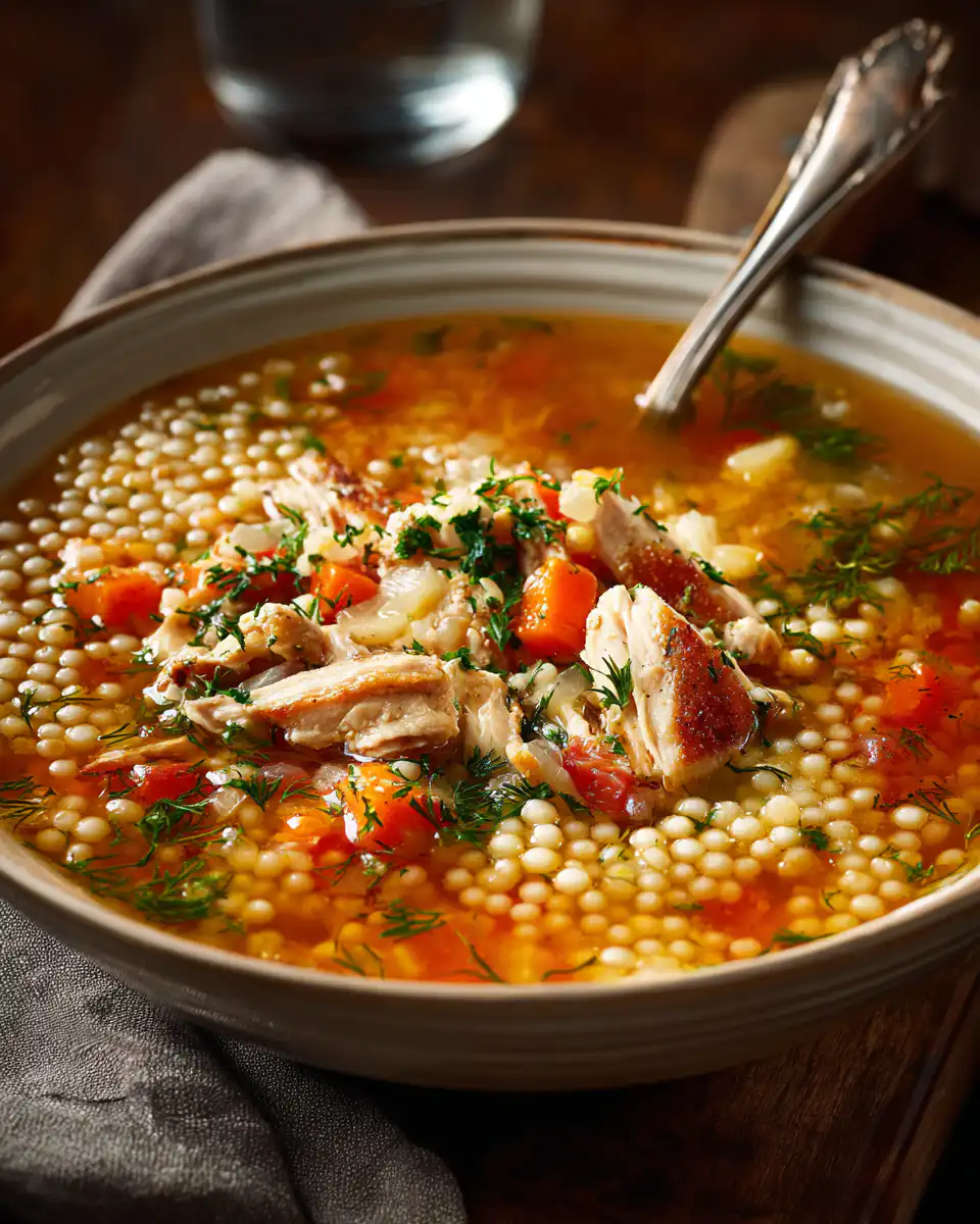 Chicken and Pearl Couscous Soup