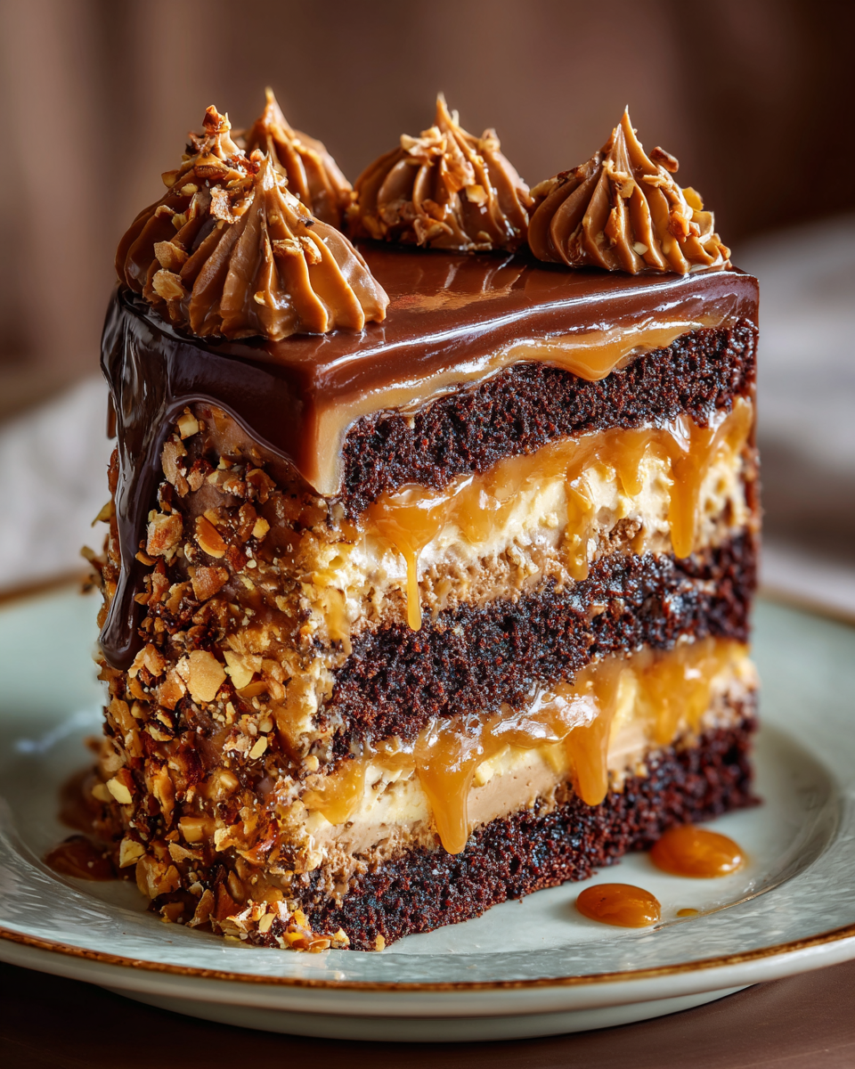 Chocolate Caramel Toffee Crunch Cake