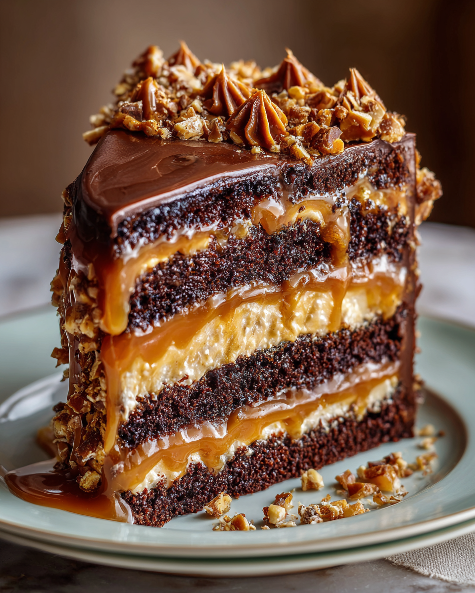 Chocolate Caramel Toffee Crunch Cake