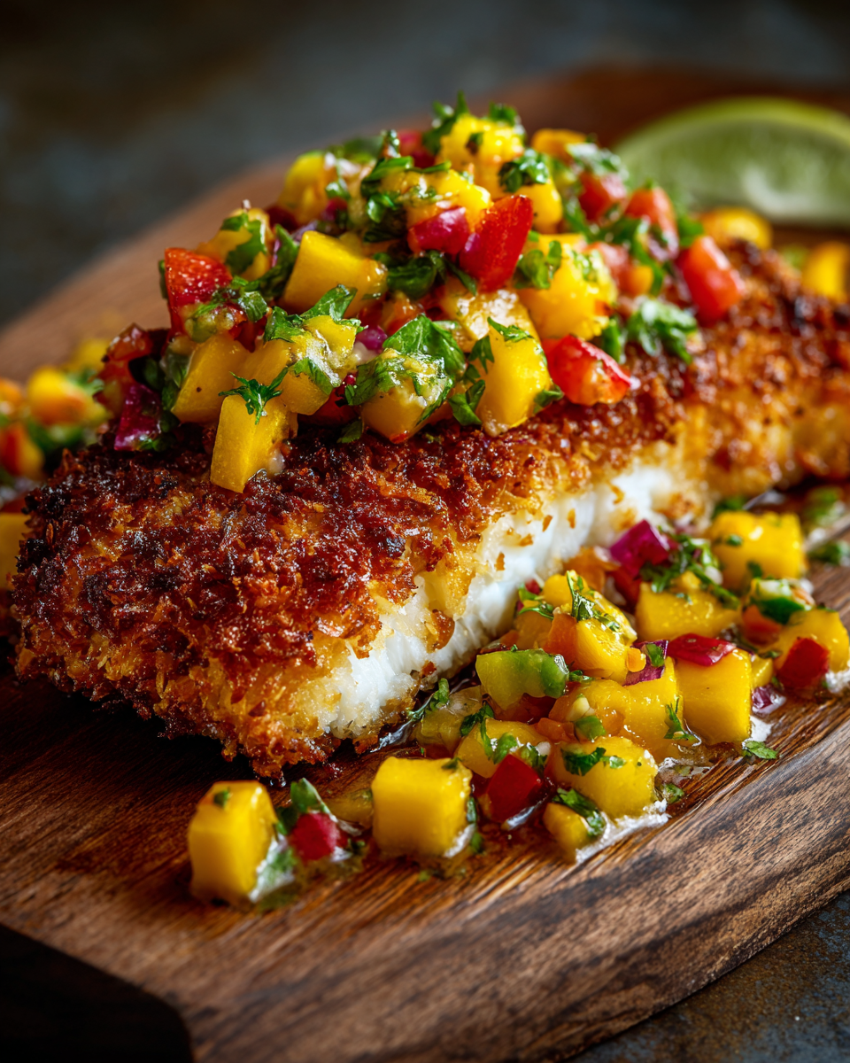Coconut Crusted Fish with Mango Salsa