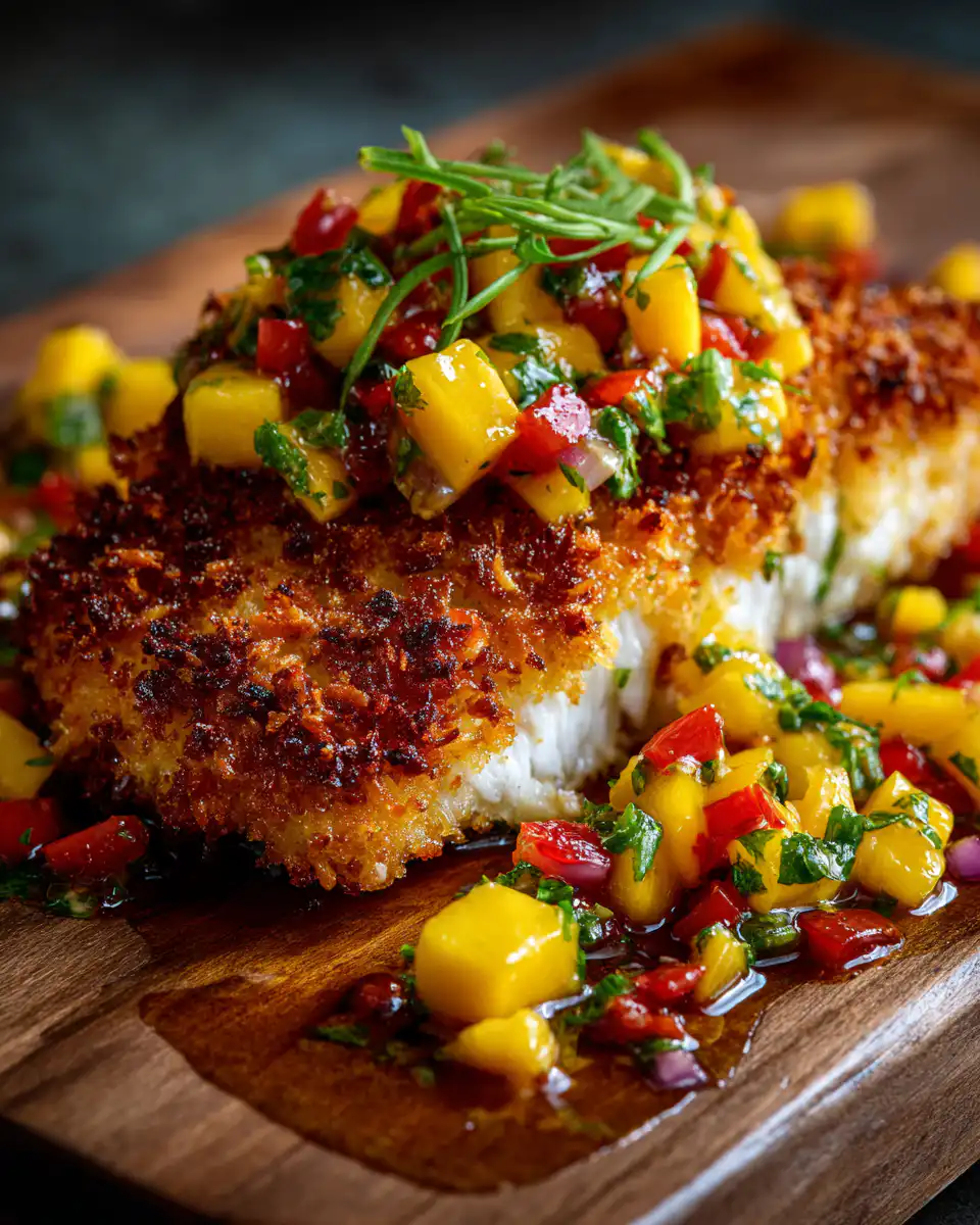Coconut Crusted Fish with Mango Salsa