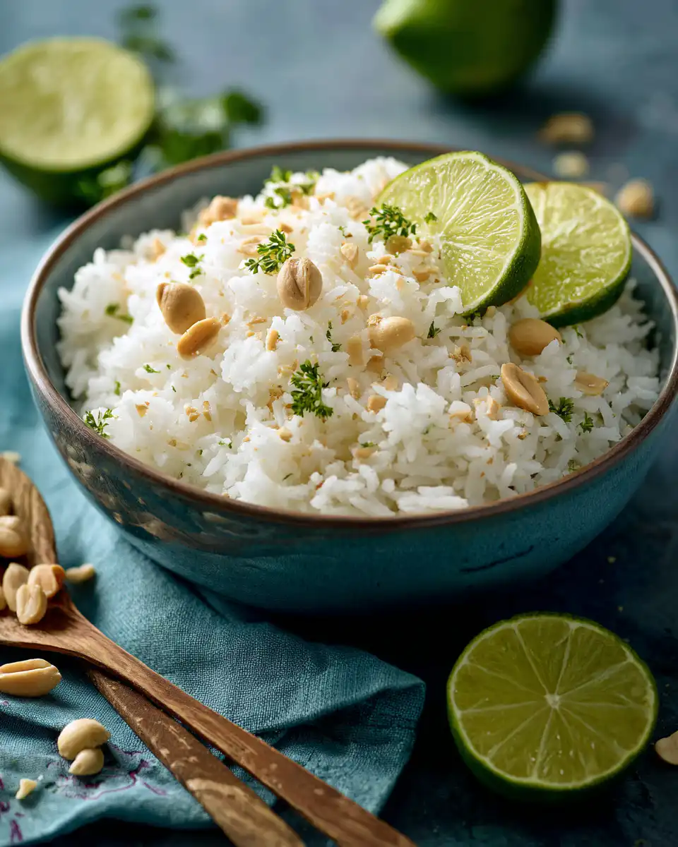 Creamy Coconut-Lime Rice With Peanuts