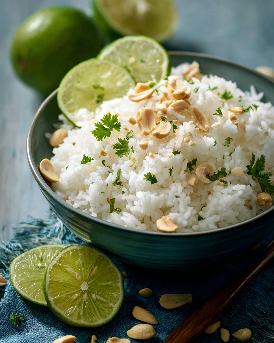 Creamy Coconut-Lime Rice With Peanuts