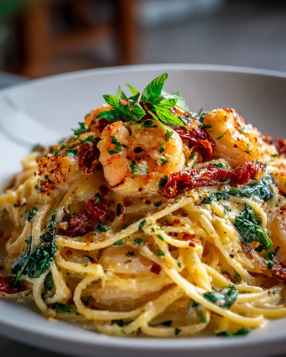 Creamy Tuscan Shrimp & Sun-dried Tomato Pasta