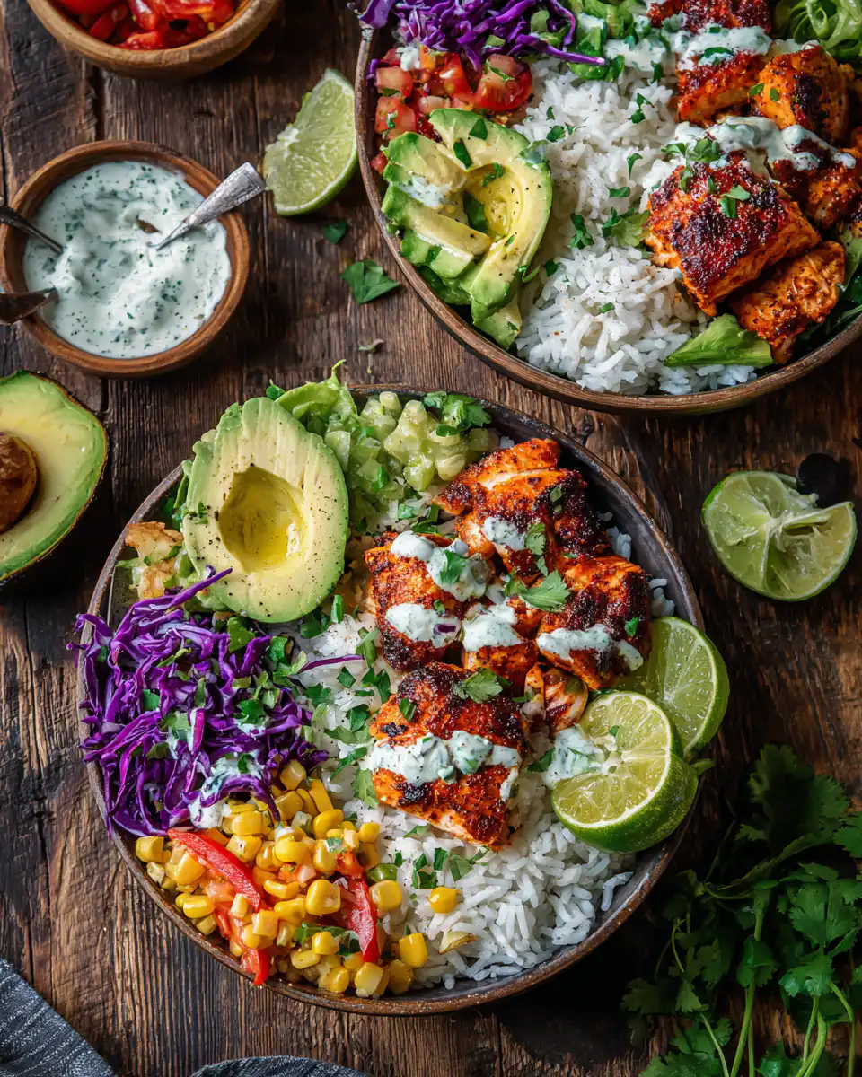 Fish Taco Bowls with Cilantro-Lime Rice