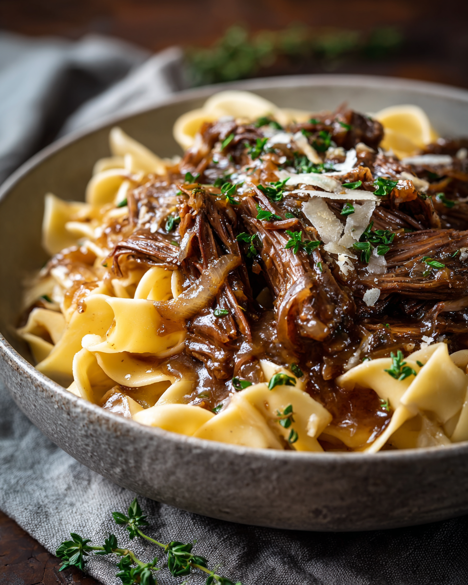 French Onion Beef and Noodles Recipe