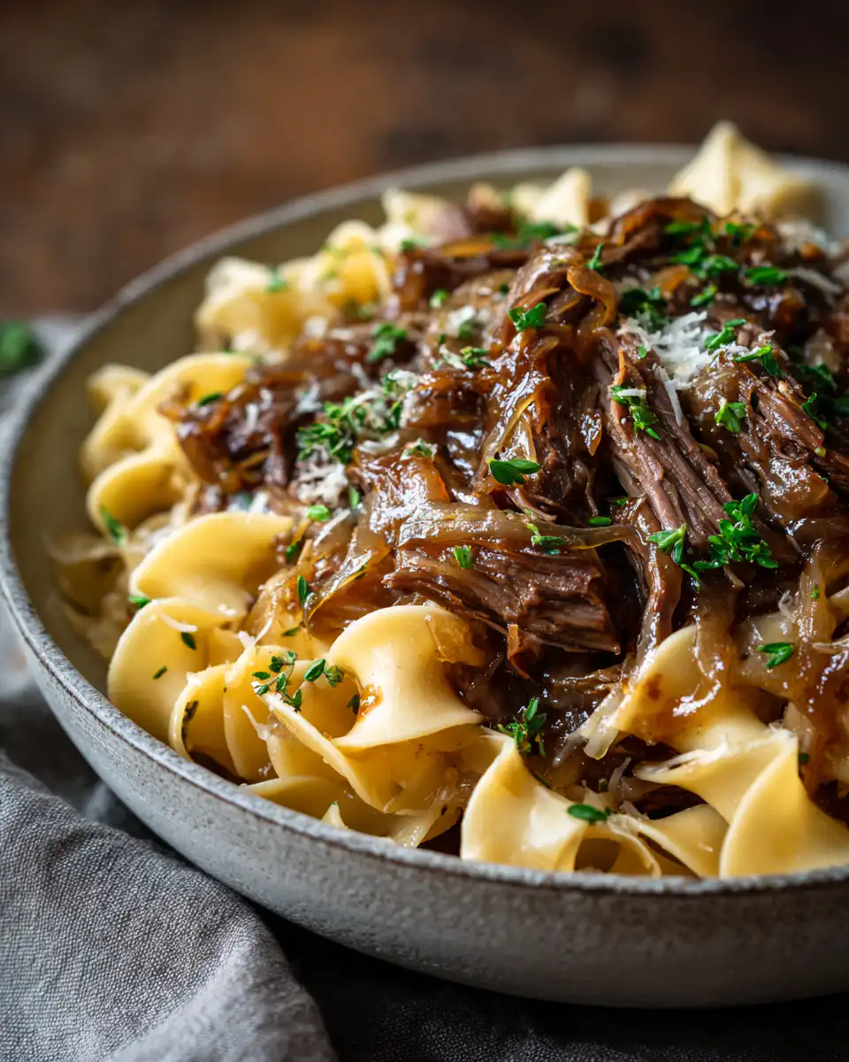 French Onion Beef and Noodles Recipe