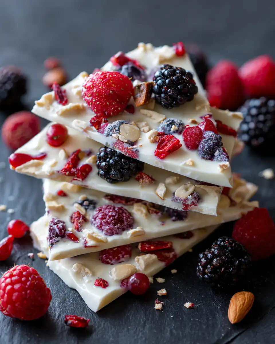 Frozen Yogurt Bark with Berries & Honey