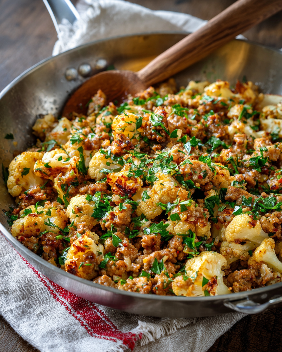 Garlic Butter Ground Turkey with Cauliflower Skillet