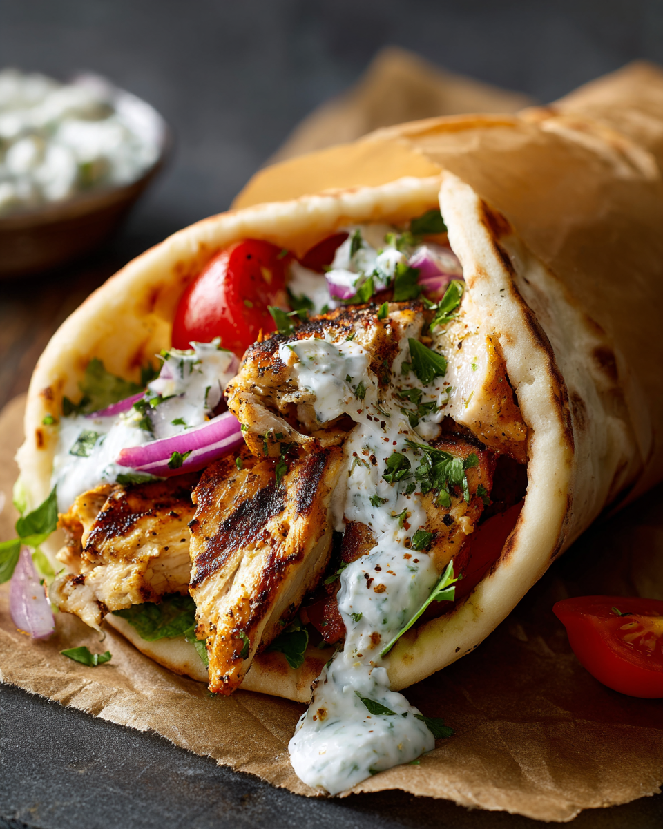 Greek Yogurt Marinated Chicken Gyros