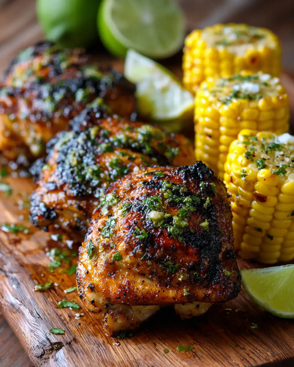 Grilled Chicken Thighs and Corn With Lime-Basil Butter