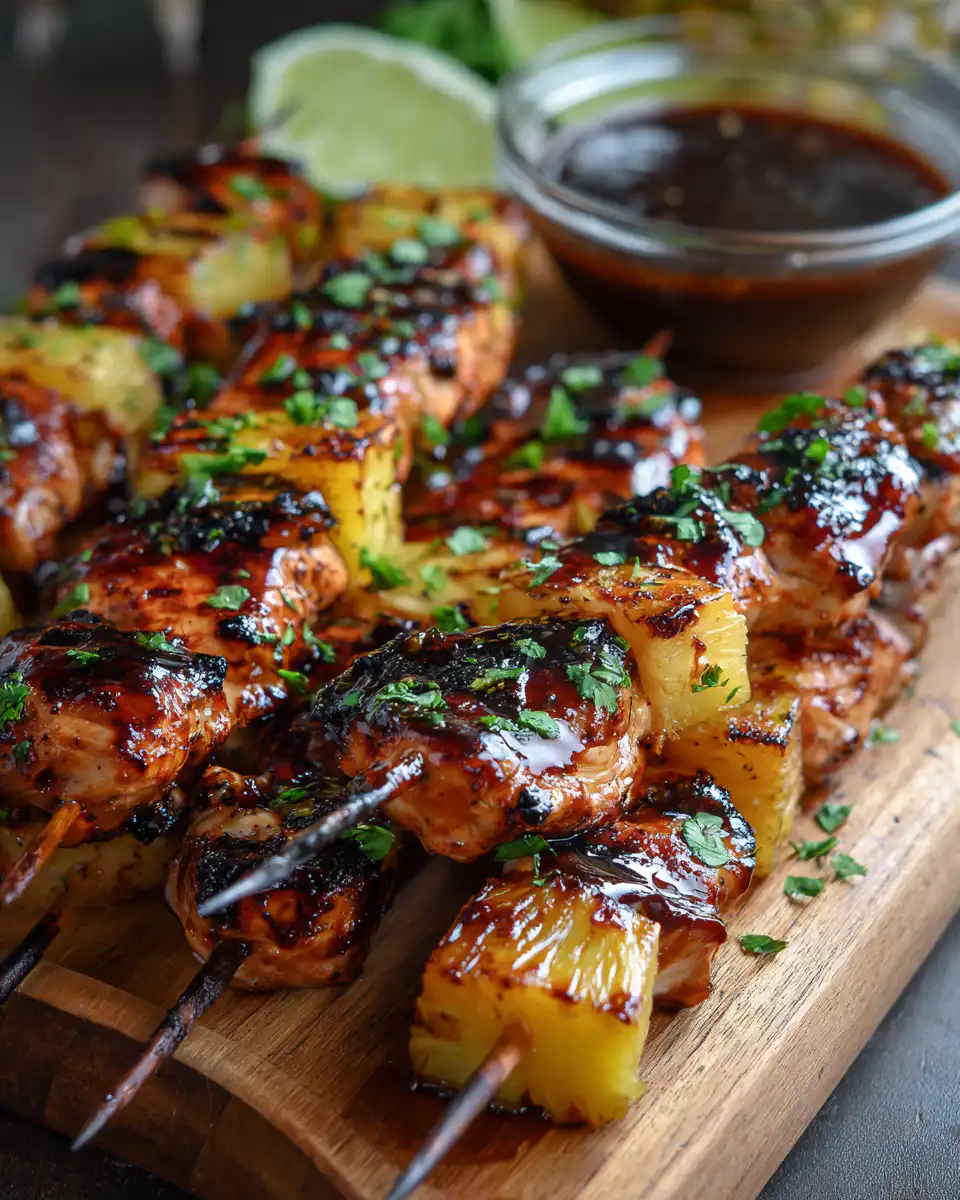 Grilled Pineapple BBQ Chicken Skewers