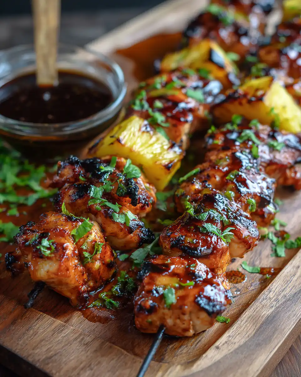 Grilled Pineapple BBQ Chicken Skewers