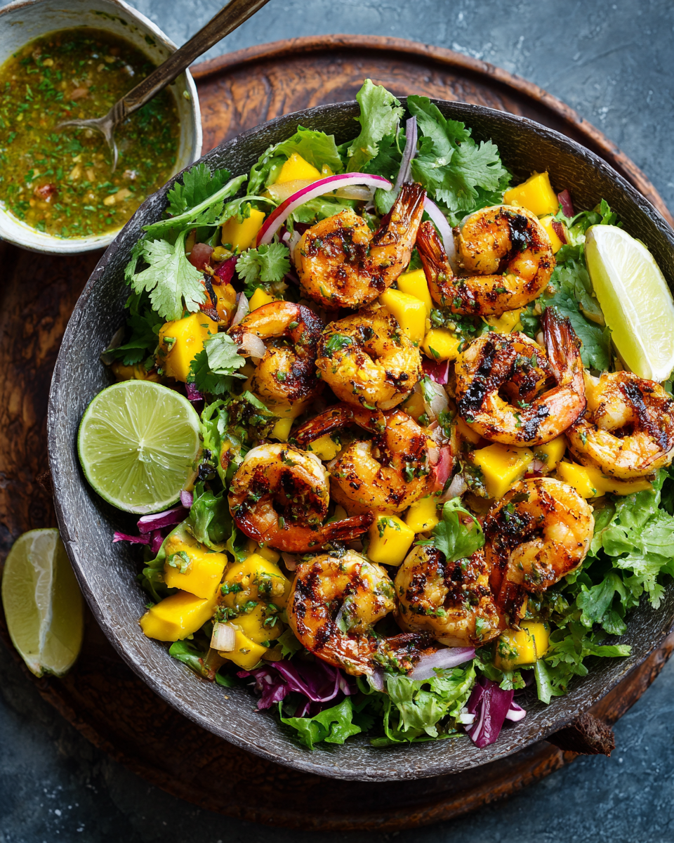 Grilled Shrimp and Mango Salad with Cilantro-Lime Vinaigrette