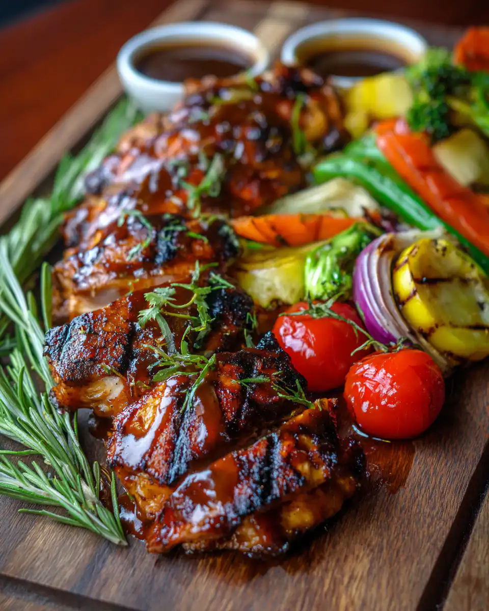 Honey BBQ Chicken Served with Grilled Veggie Medley