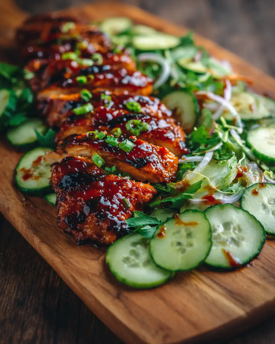 Honey BBQ Chicken and Garden Cucumber Salad