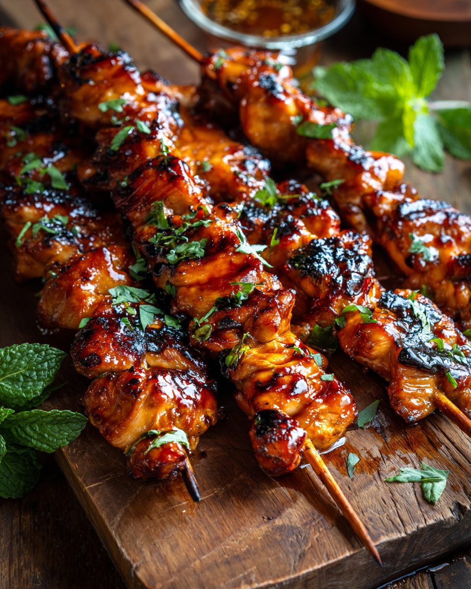 Honey Bbq Beer Chicken Skewers
