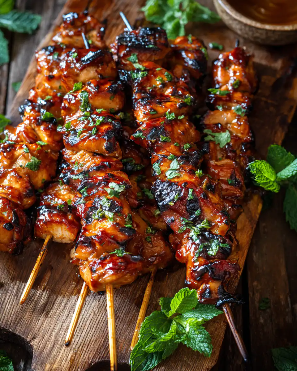Honey Bbq Beer Chicken Skewers