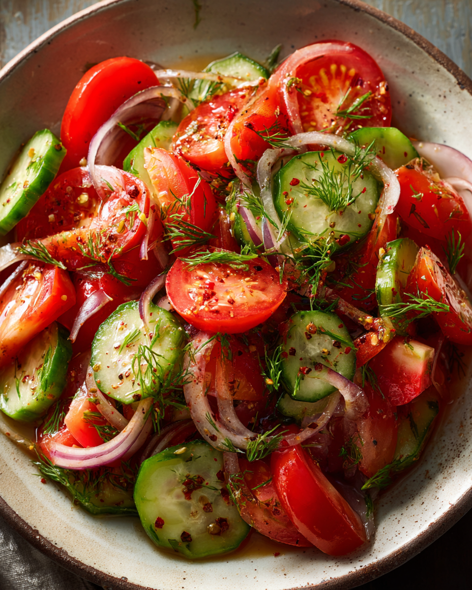 Marinated Cucumbers, Onions & Tomatoes