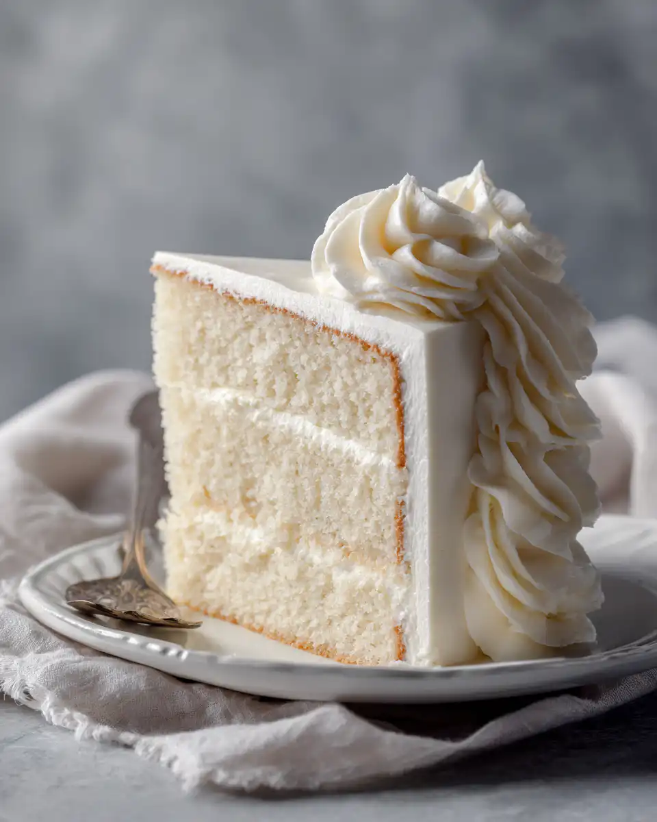 Moist White Velvet Cake with Vanilla Buttercream