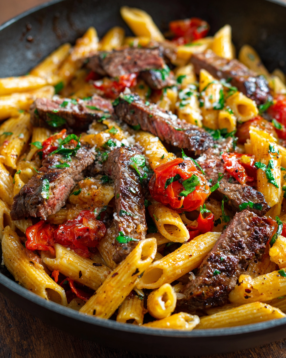 ONE-POT ZESTY STEAK PASTA