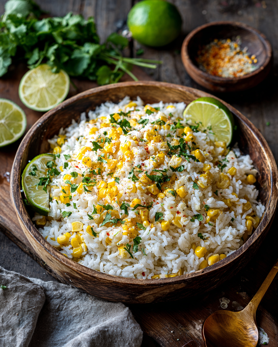 One-Pan Cheesy Mexican Street Corn White Rice