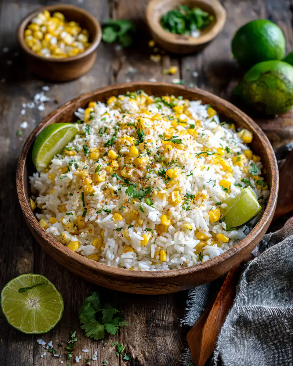 One-Pan Cheesy Mexican Street Corn White Rice