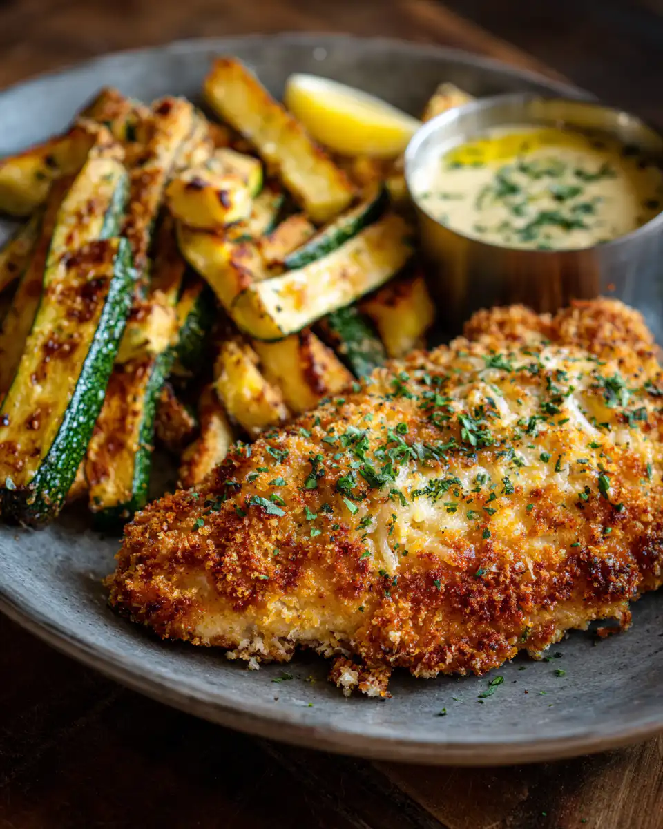 Parmesan Crusted Chicken with Zucchini Fries