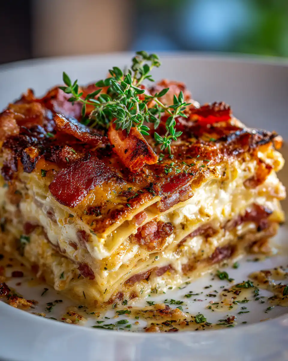 Parmesan Garlic Bacon Lasagna