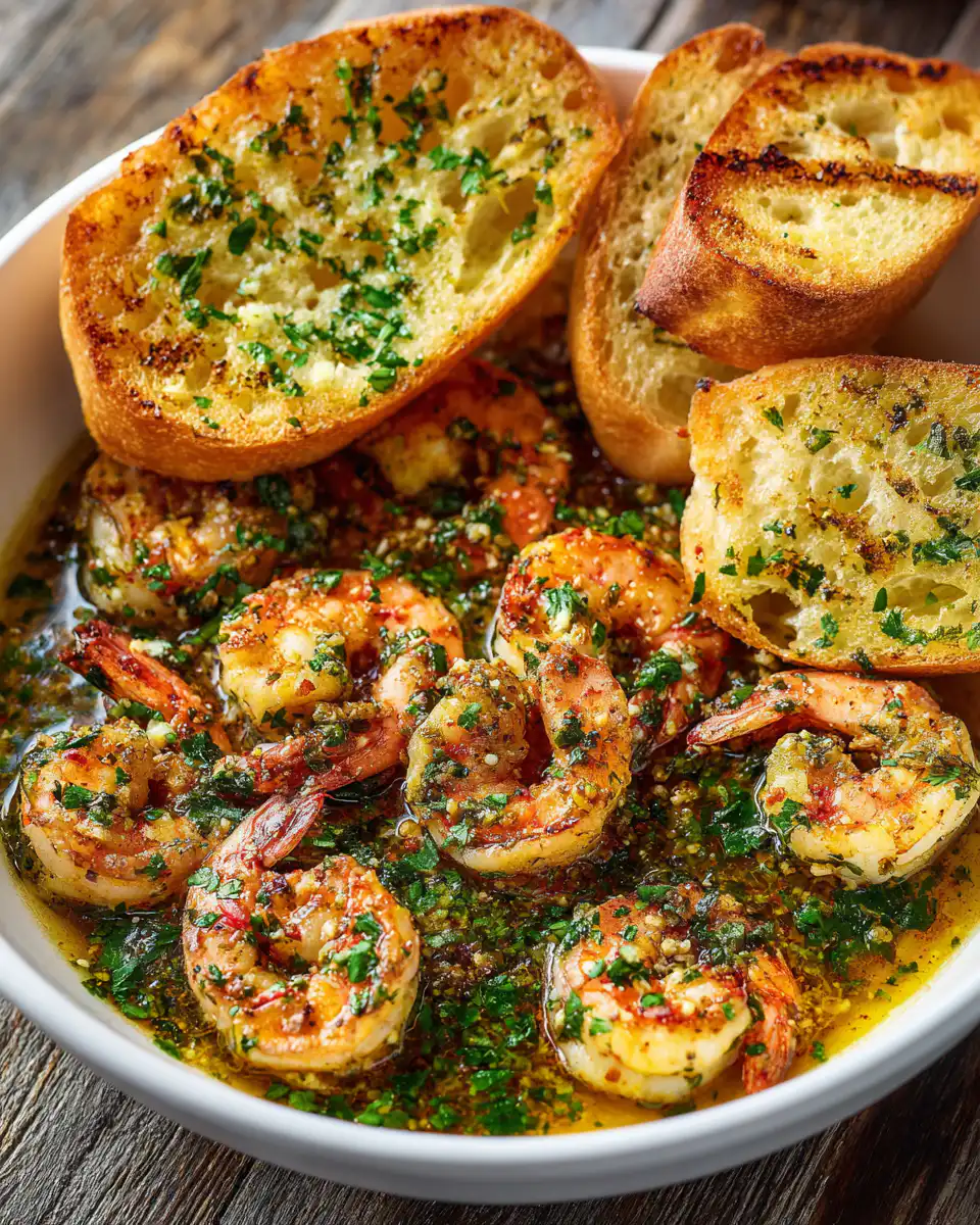 Shrimp Scampi Bowls with Garlic Bread