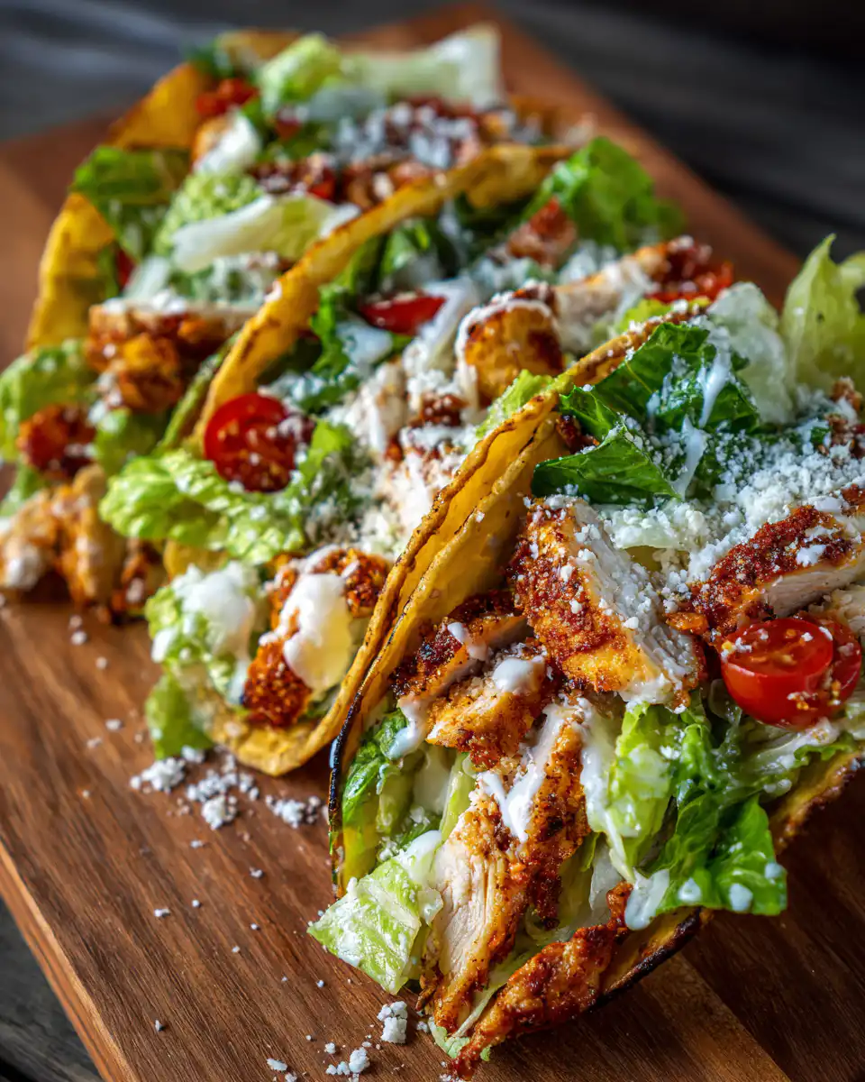 Smash Chicken Caesar Tacos
