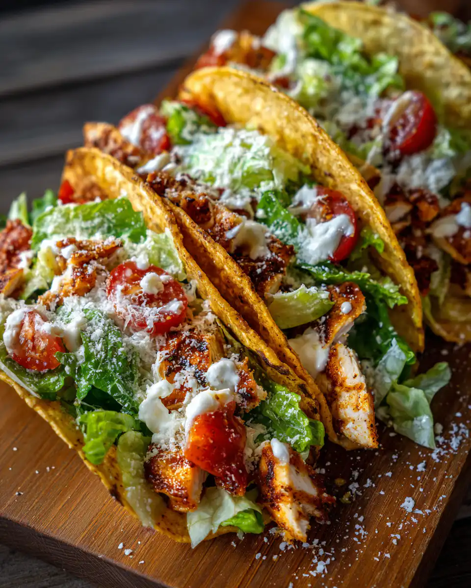 Smash Chicken Caesar Tacos