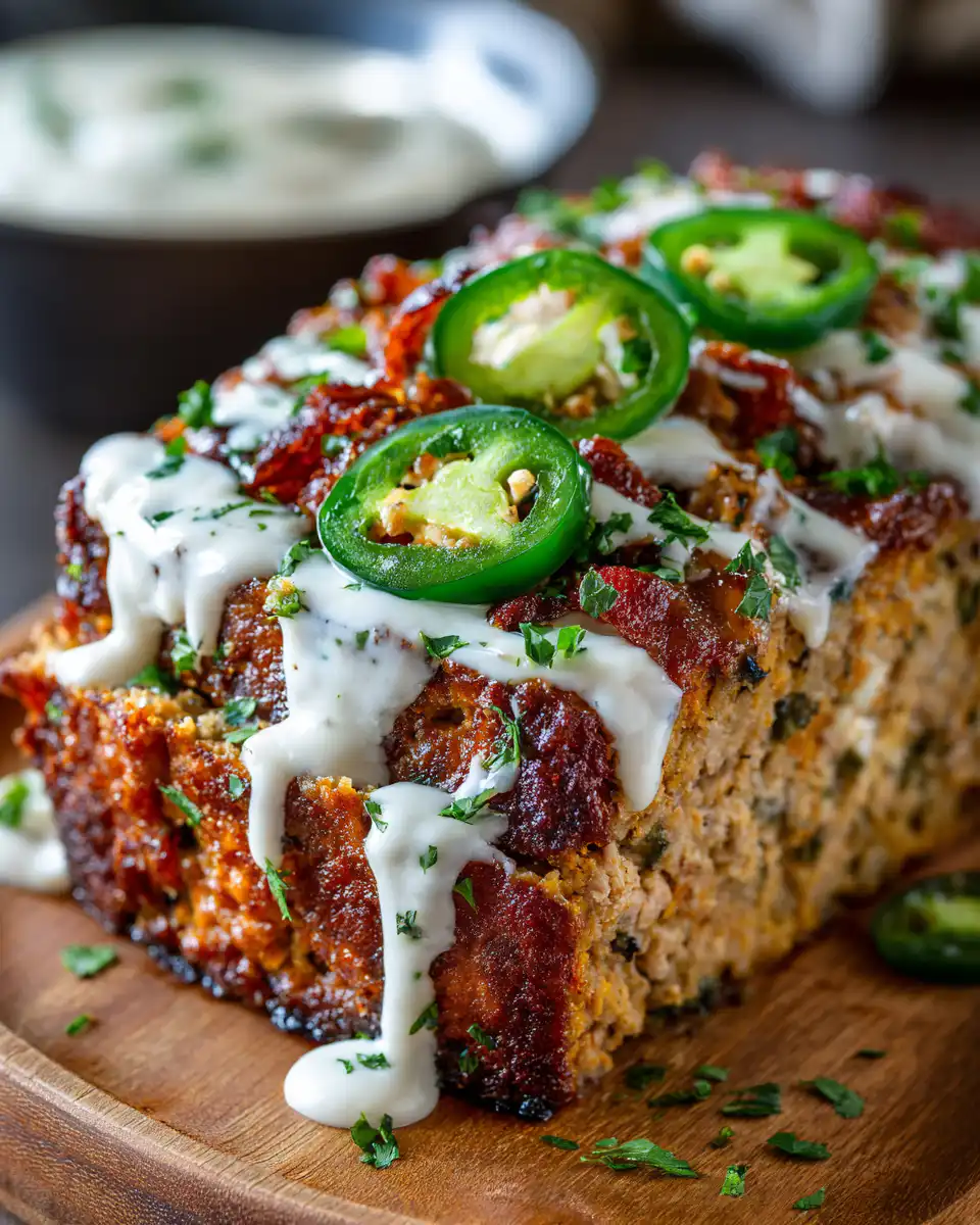 Smoky Jalapeño Popper Meatloaf with Creamy Ranch Drizzle