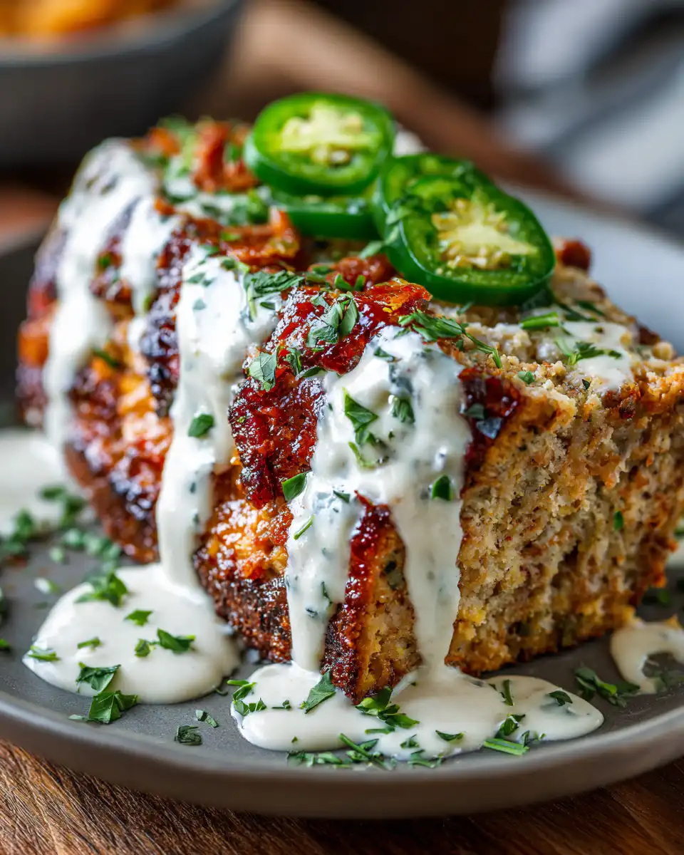 Smoky Jalapeño Popper Meatloaf with Creamy Ranch Drizzle
