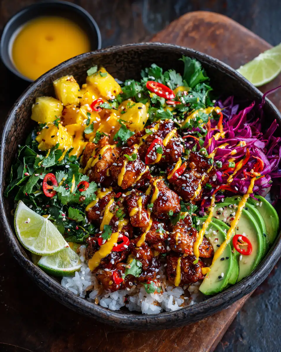 Sweet Chili Chicken Bowl with Coconut Lime Drizzle