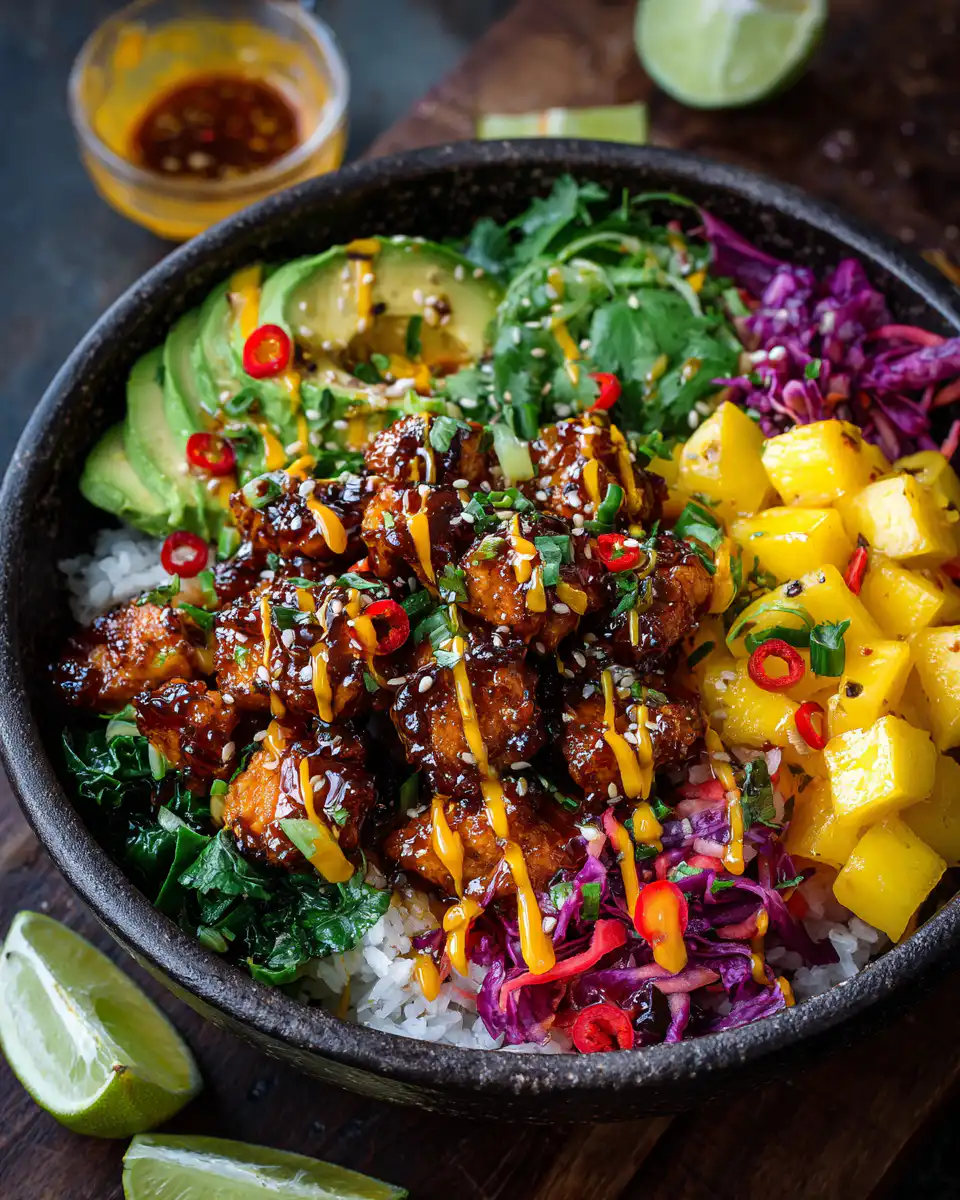 Sweet Chili Chicken Bowl with Coconut Lime Drizzle