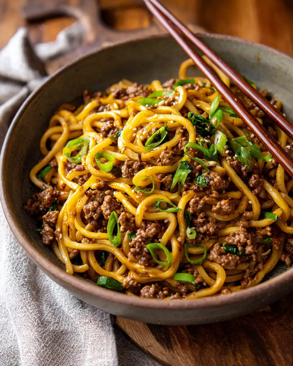 mongolian ground beef noodles