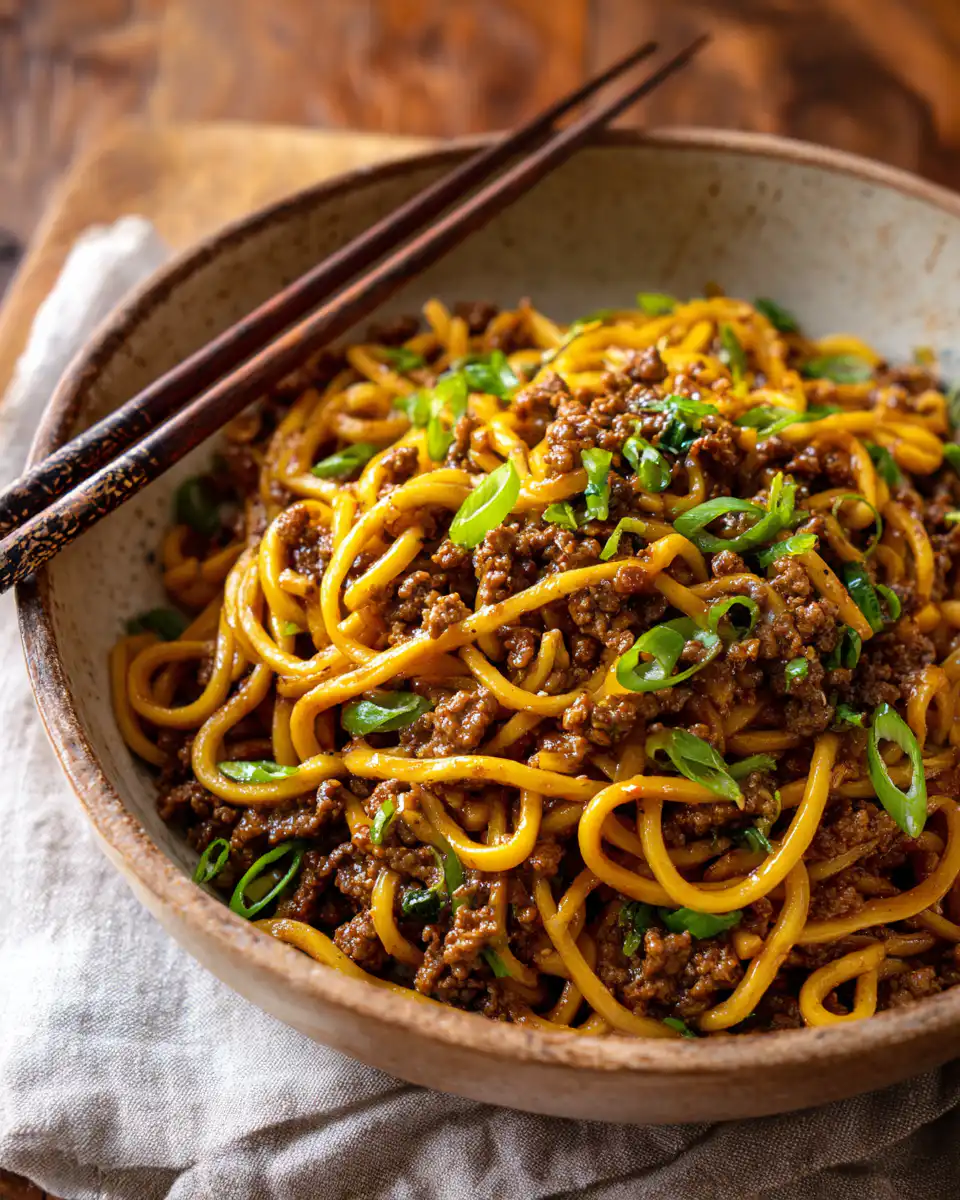 mongolian ground beef noodles