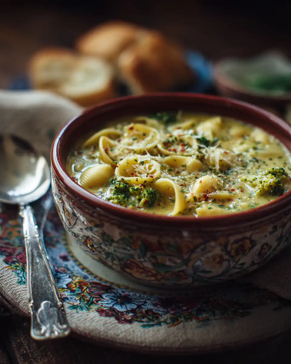 Broccoli Cheddar Soup with Shells