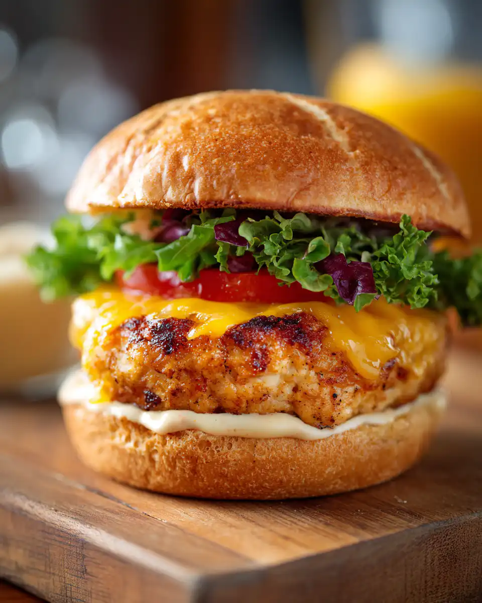 Cheddar Ranch Chicken Burgers