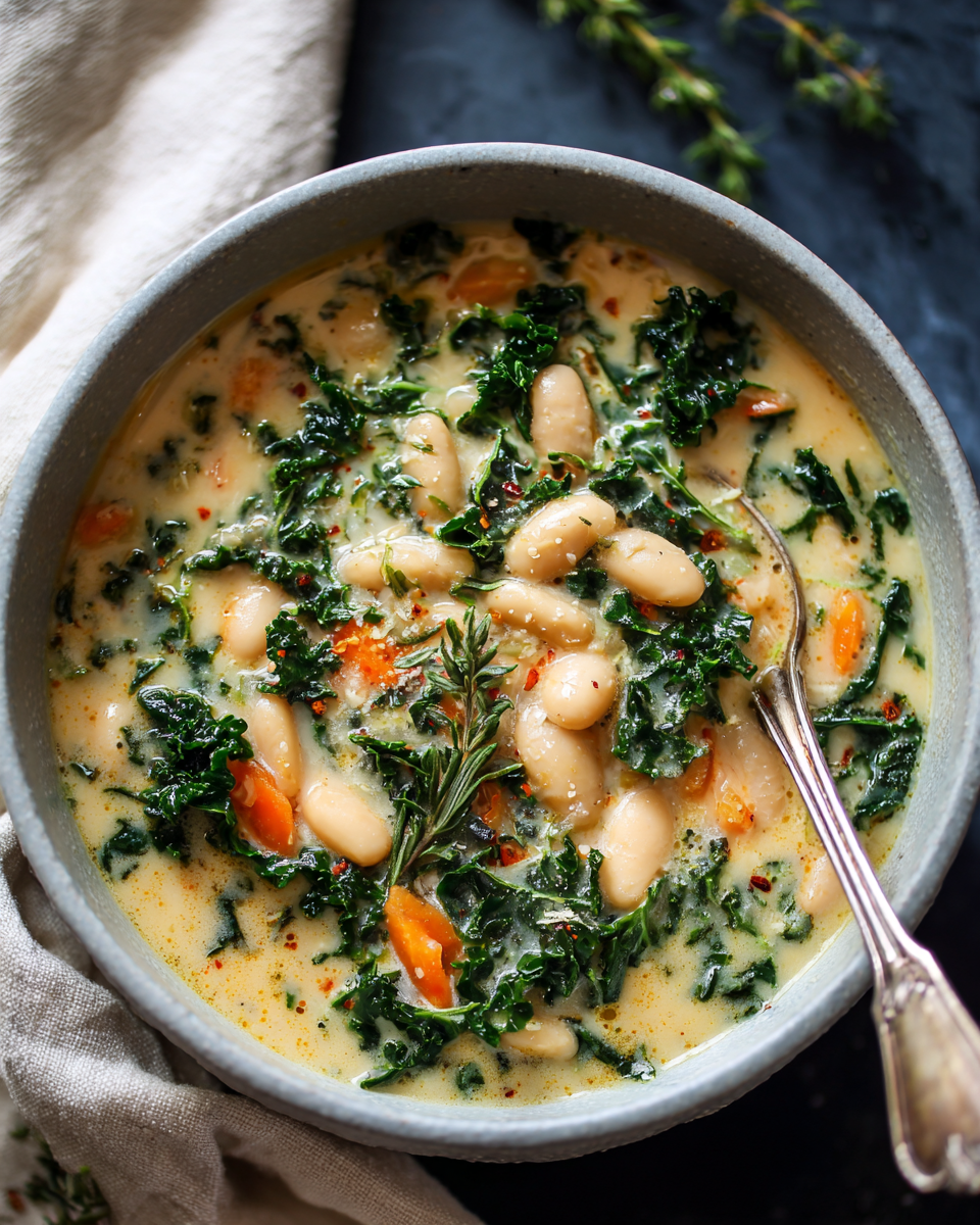 Creamy White Bean Soup with Kale