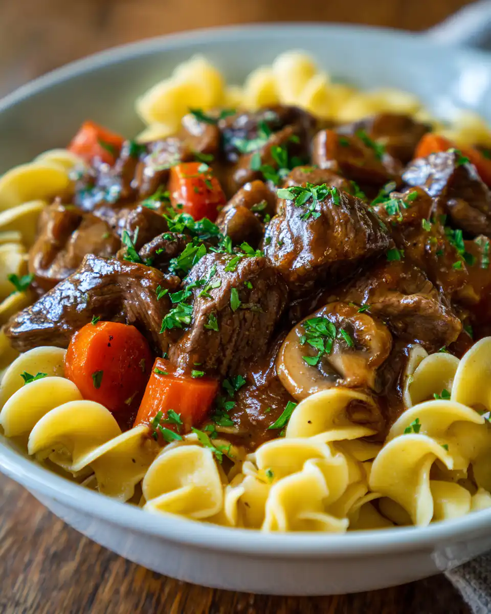 Crockpot Beef Tips and Noodles