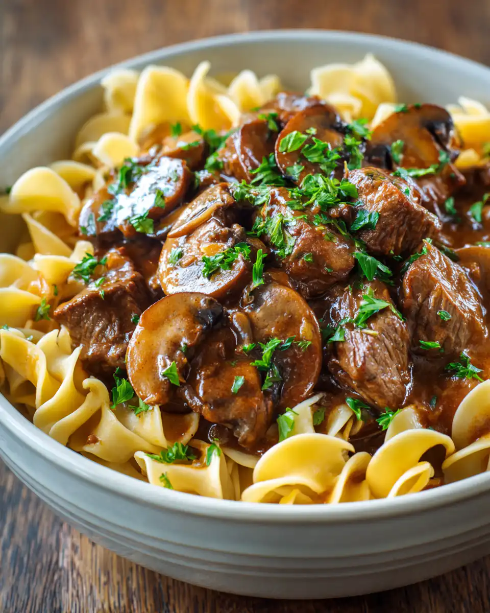 Crockpot Beef Tips and Noodles