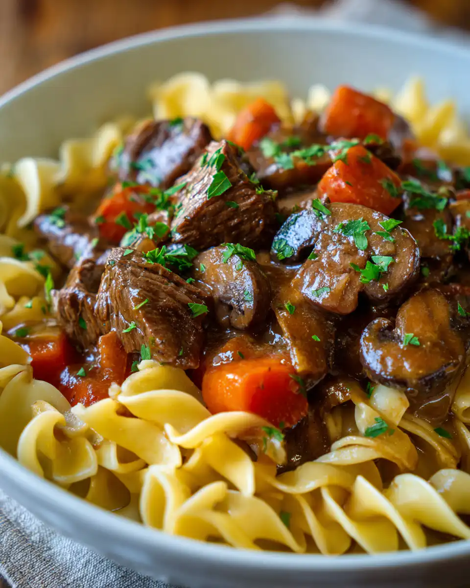 Crockpot Beef Tips and Noodles