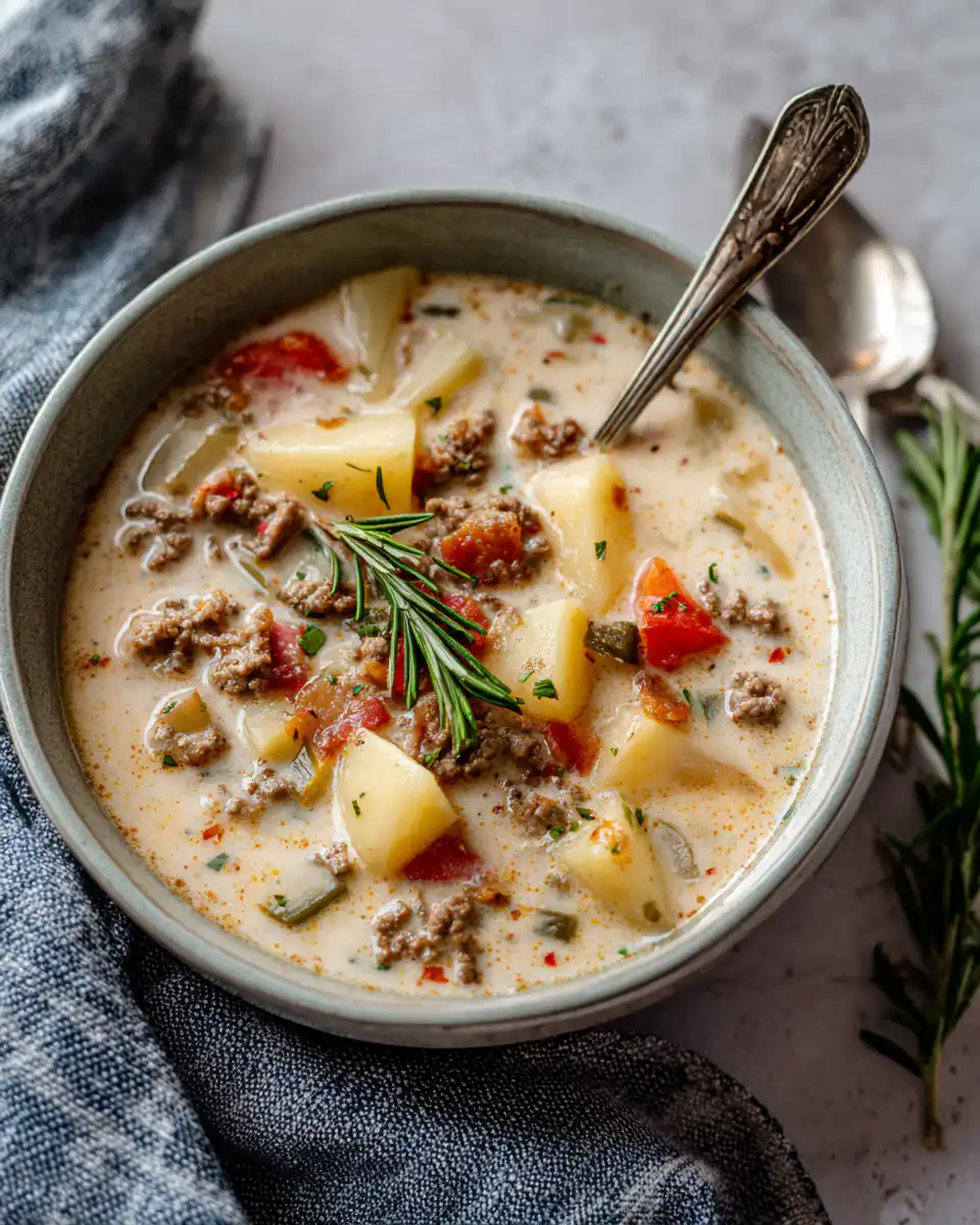 Crockpot Creamy Potato & Hamburger Soup