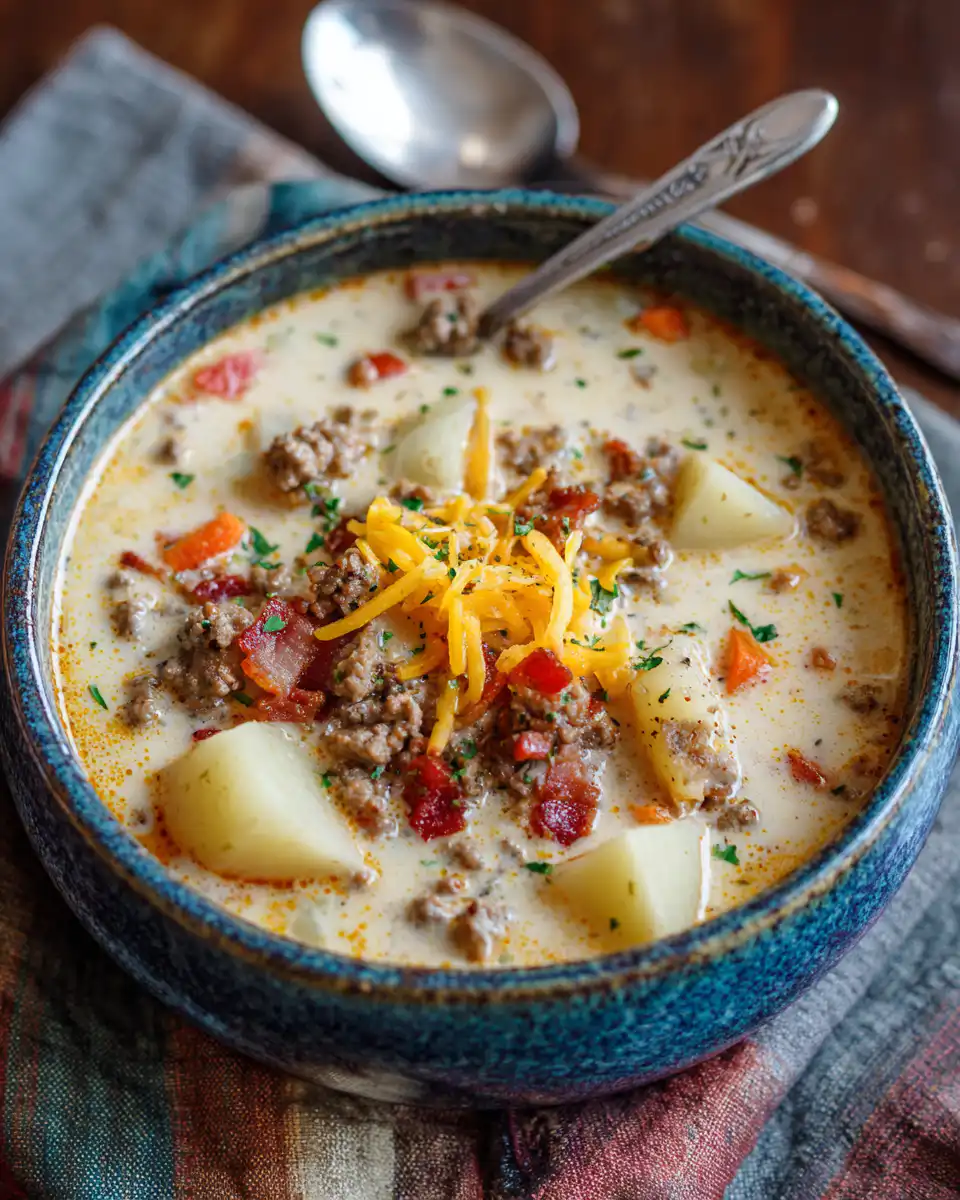 Crockpot Creamy Potato & Hamburger Soup